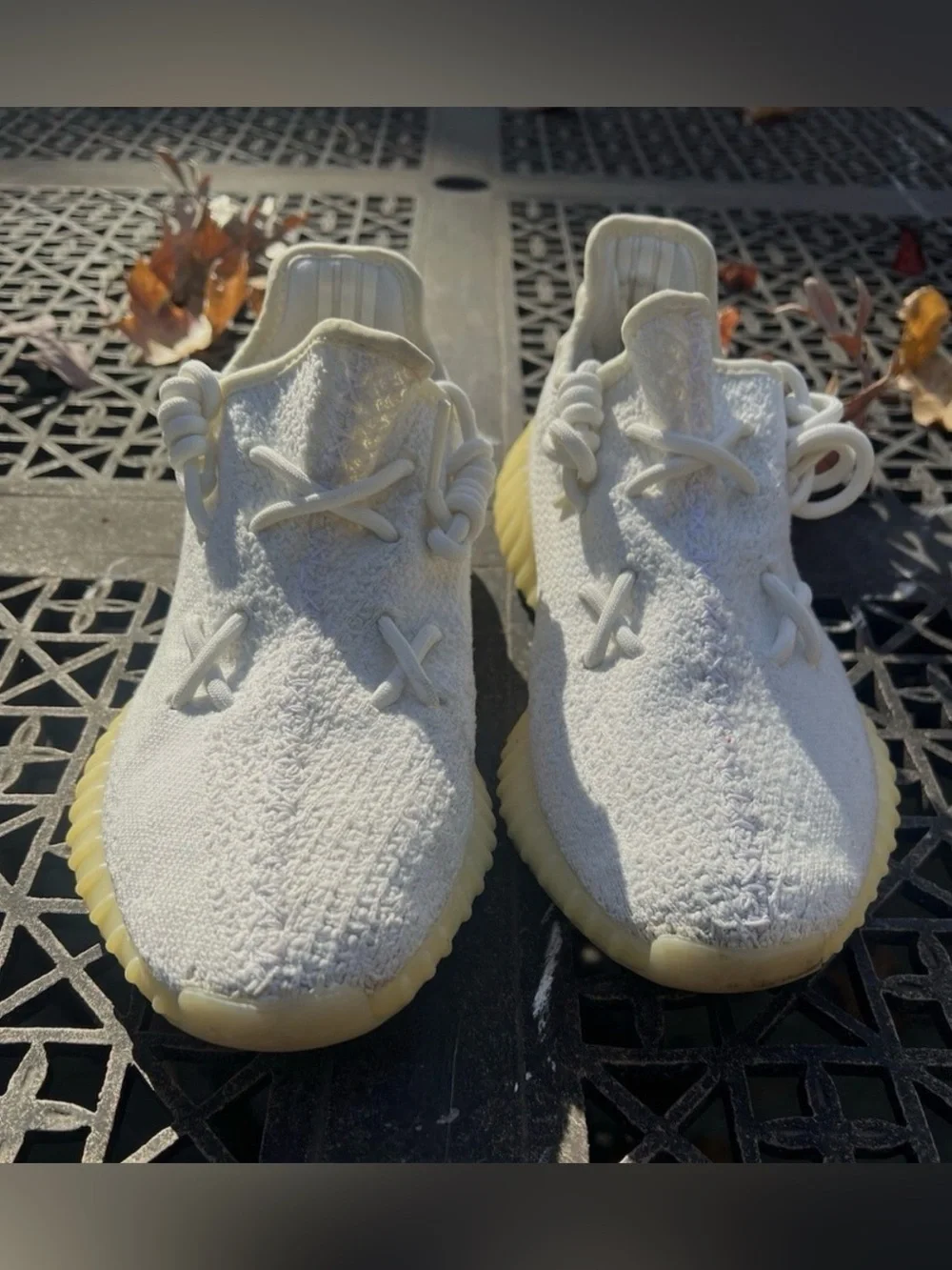 adidas Yeezy White Knit Sneakers with Cream Sole women’s Size 5 to 6